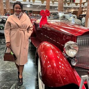 Silk Maison Rose- Camel Wool Wrap Coat Belted long oversized XL (fits 12-18)